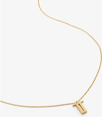 Womens Gold T Letter-charm 18ct Yellow Gold-plated Vermeil Recycled Sterling-silver Pendant Necklace