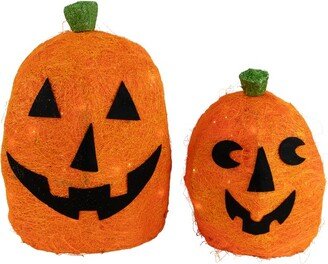 Northlight Set of 2 Spooky Town Lighted Sisal Jack O' Lanterns Outdoor Halloween Decorations