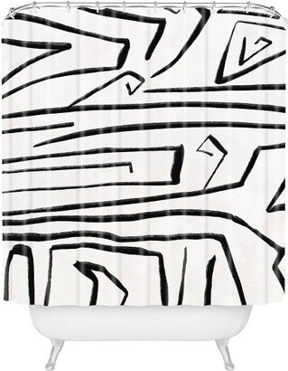 Viviana Gonzalez Modern Improvisation Shower Curtain Black/White