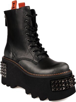 Leysa Studded Platform Combat Boot