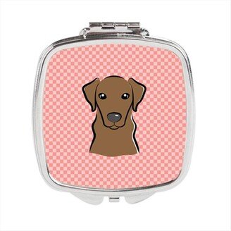 BB1234SCM Checkerboard Pink Chocolate Labrador Compact Mirror, 2.75 x 3 x .3 In.