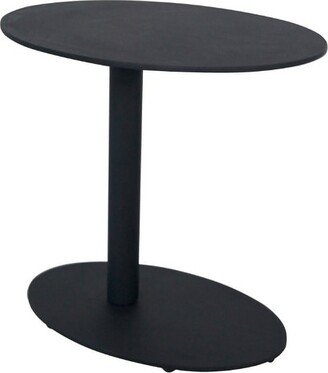 Modern Metal Outdoor Side Table with Oval Top and Base, Black