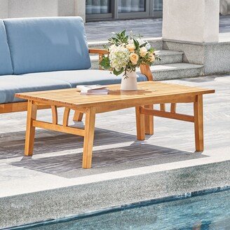 Aoolive Nautical Eucalyptus Wooden Outdoor Sofa Table for Patio Garden