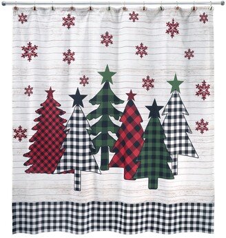 Tis the Season Holiday Plaid Printed Shower Curtain, 72 x 72