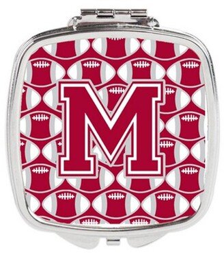 CJ1065-MSCM Letter M Football Crimson, Grey & White Compact Mirror