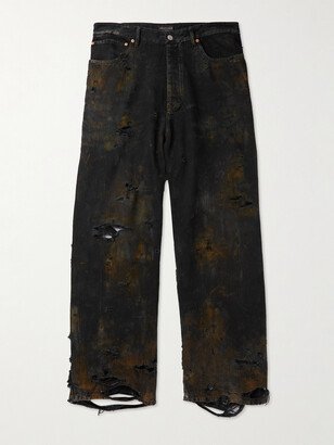 Super Destroyed Wide-Leg Distressed Jeans