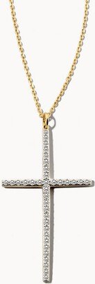 Statement Cross 14k Yellow Gold Necklace in White Diamond