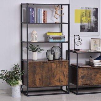 HOMCOM Storage Cabinet Bookcase with 3 Open Shelves, Tall Organizer Multifunctional Rack for Living Room or Bedroom