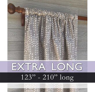 Destiny in Dune Pair Of Extra Long/Two Story Rod Pocket Curtain Drapery Panels, Geometric Modern Light Taupe