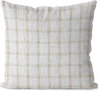 Tan Woven Plaid Pillow Cover // Window Pane White & Modern Farmhouse Covers 239