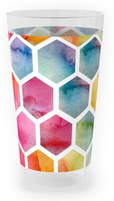 Outdoor Pint Glasses: Watercolour Hexagons - Multi Outdoor Pint Glass, Multicolor