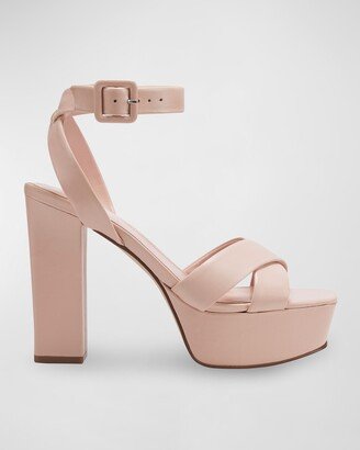 Faril Metallic Ankle-Strap Platform Sandals