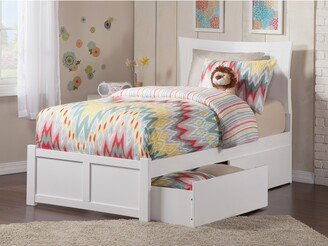 AFI Metro Twin XL Platform Bed with Footboard and 2 Drawers in White