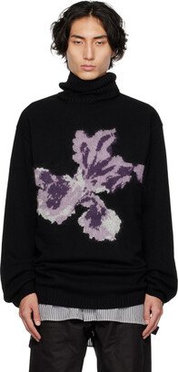 Black Flower Turtleneck