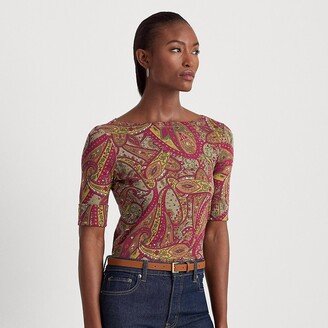 Ralph Lauren Paisley Stretch Cotton Boatneck Top