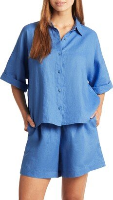 Tidal Resort Linen Cover-Up Button-Up Shirt