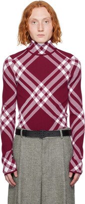 Burgundy & White Check Turtleneck