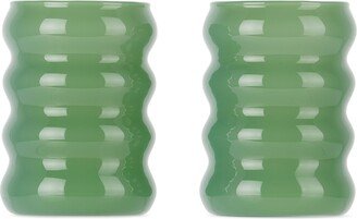 Sophie Lou Jacobsen Green Small Opaque Ripple Glass Set