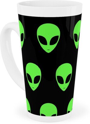 Mugs: Retro Alien - Neon Green And Black Tall Latte Mug, 17Oz, Green