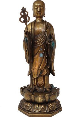 Bronze Tangseng Ksitigarbha Bodhisattva Monk Buddha China Buddhism Statue 17