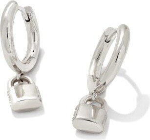 Jess Lock Huggie Earrings in Silver