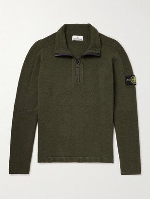 Logo-Appliquéd Wool-Blend Half-Zip Sweater
