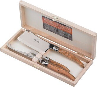 Laguiole Olive Wood 3Pc Cheese Set