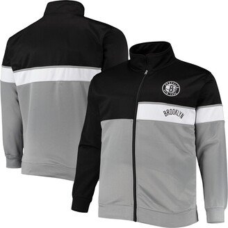 Men's Black, Gray Brooklyn Nets Big and Tall Pieced Body Full-Zip Track Jacket - Black, Gray