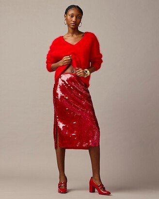 Collection sequin side-slit midi skirt