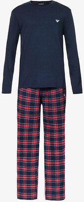 Mens cozzese Marine/ross Brand-embroidered Cotton Pyjama set
