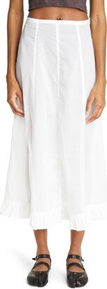 Andolini Ruffle Hem Cotton Voile Midi Skirt