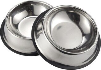 Juvale Stainless Steel Dog Bowls - Set of 2 Large Pet Food and Water Dish Bowls, Ideal for Large Dogs - Silver, 10 In Diameter