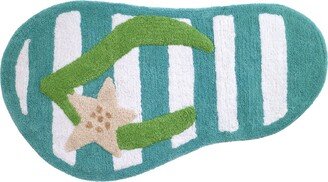 Beach Mode Flip-Flop Motif Cotton Bath Rug, 20 x 35