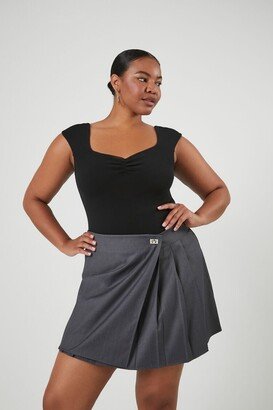 Women's Pleated A-Line Mini Skirt in Grey, 0X