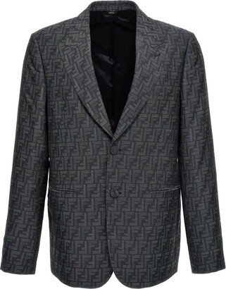 Logo Jacquard Single-Breasted Jacket