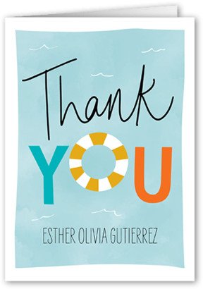 Thank You Cards: Poolside Party Thank You Card, Black, 3X5, Matte, Folded Smooth Cardstock