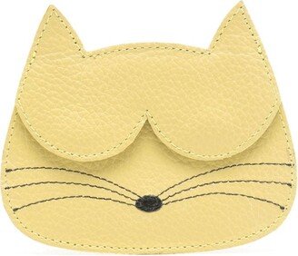 Cat-face leather cardholder