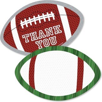 Big Dot of Happiness End Zone - Football - Shaped Thank You Cards - Baby Shower or Birthday Party Thank You Note Cards with Envelopes - Set of 12