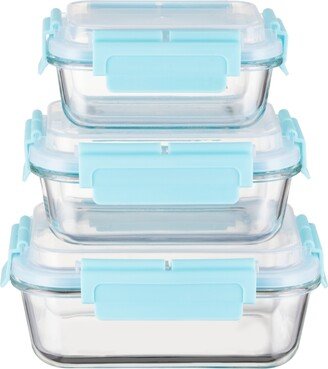 Genicook 3 Pc Rectangular Container Hi-Top Lids with Pro Grade Removable Lockdown Levers Set