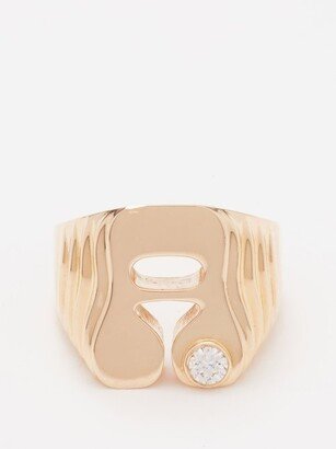 Stellar Letter Diamond & 14kt Gold Ring (a)