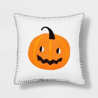 Smiling Pumpkin Square Halloween Throw Pillow - Hyde & EEK! Boutique™