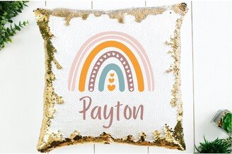 Personalized Rainbow Sequin Pillow, Gift For Girl, Custom Gifts Girls Bedroom Decor