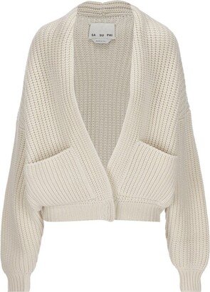 SA SU PHI V-Neck Long Sleeved Knitted Cardigan