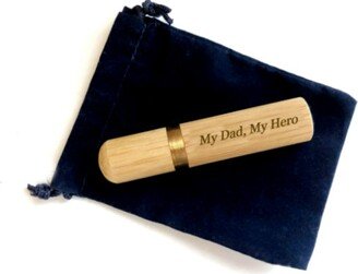 Engraved My Dad, My Hero Natural Sandalwood Cremation Urn/Scattering Tube, Fits in Pocket/Purse, Very Secure, Tsa Compliant