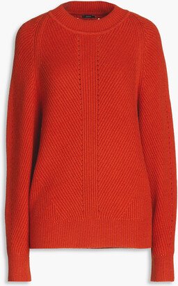 Ribbed cotton, wool and cashmere-blend sweater