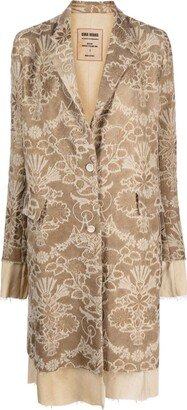 Patterned-Jacquard Single-Breasted Coat