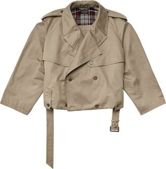 Belted-Waist Cotton Trench Coat