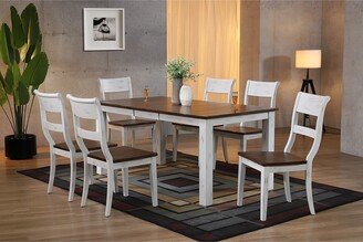 Iconic Furniture Co 36x52x67 Rectangle Parsons Distressed Cotton White/ Cocoa Brown 7-Piece Dining Set