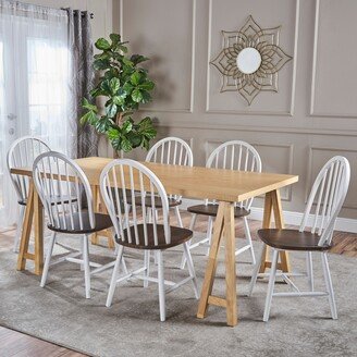 Ansley Farmhouse Cottage 7-piece Wood Dining Set