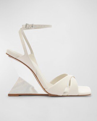 Jillian Leather Crisscross Wedge Sandals